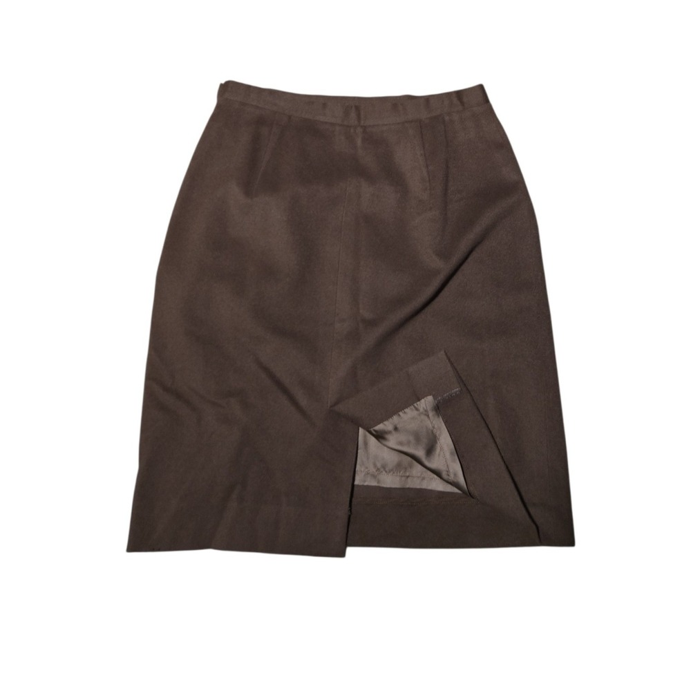 Burberrys Vintage Brown Pencil Skirt Made in Italy IT 48 US 12 Wool Side Zip - Picture 2 of 9